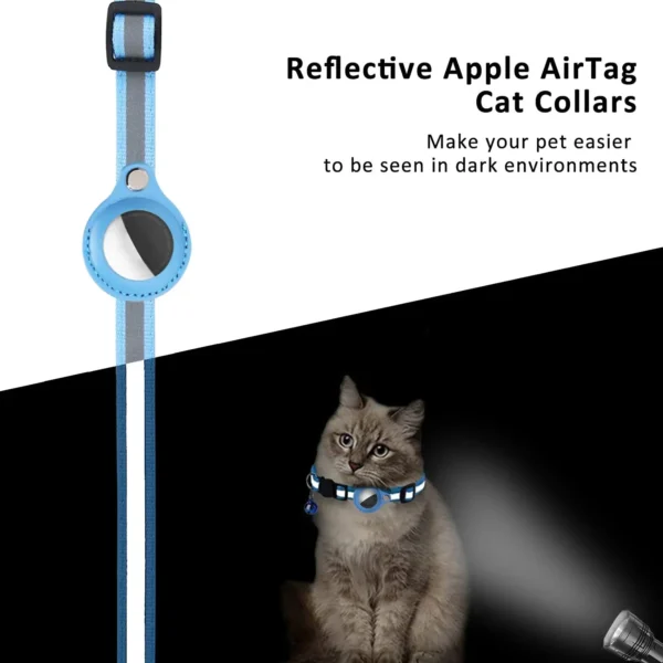 Anti-Lost Cat Collar for Airtag GPS Tracker Protective Case With Bell Reflective Cats Necklace Kitten Accesories Pet Products - Image 4