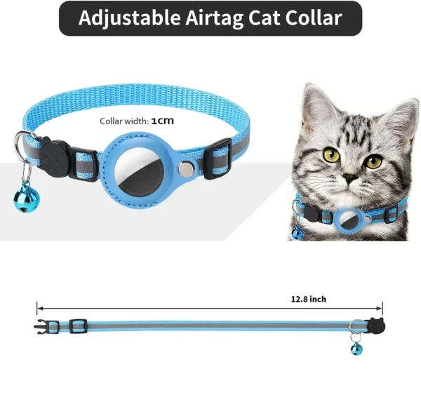 Anti-Lost Cat Collar for Airtag GPS Tracker Protective Case With Bell Reflective Cats Necklace Kitten Accesories Pet Products - Image 3